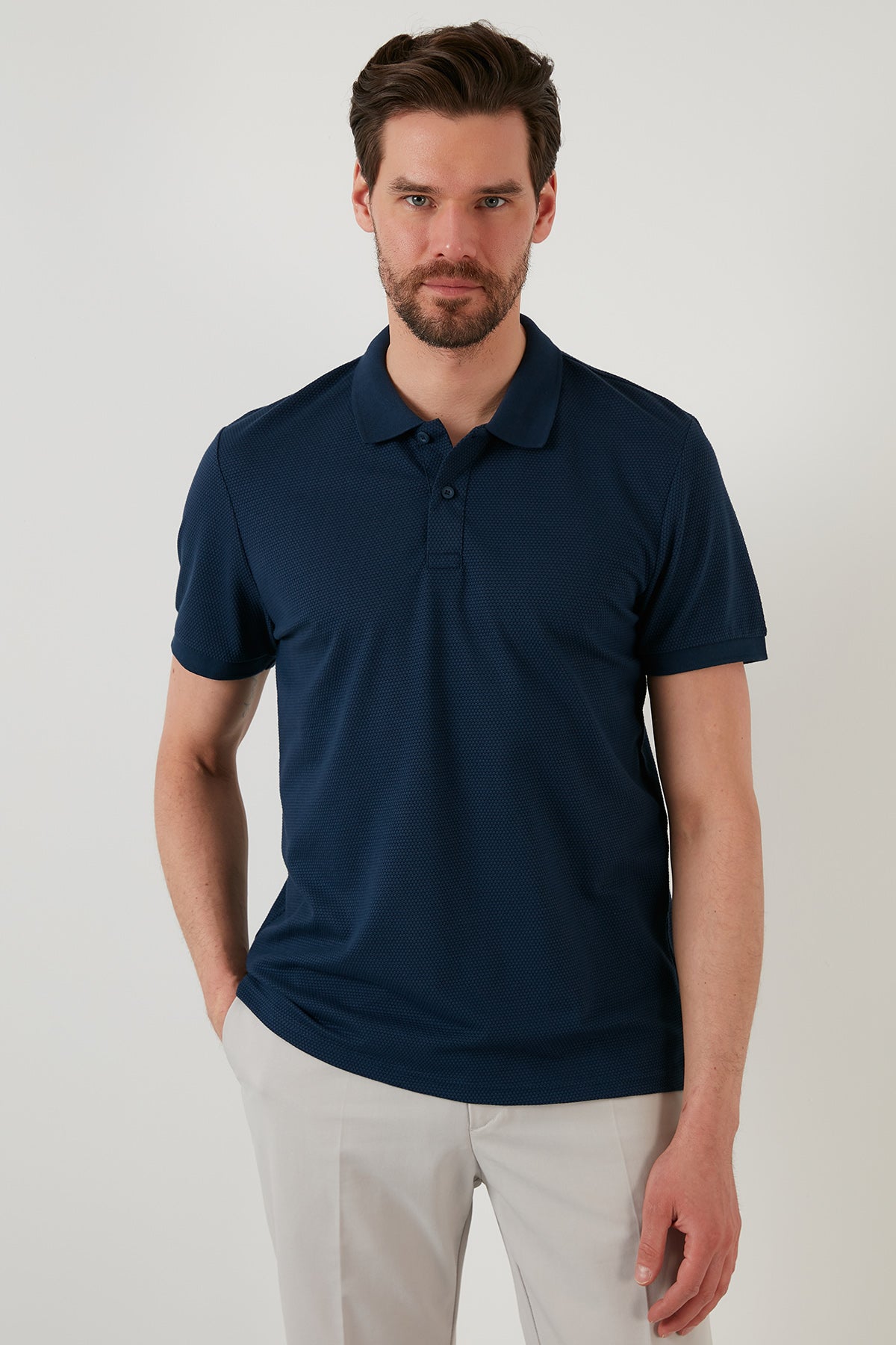Buratti Regular Fit Pamuklu Düğmeli Erkek Polo Yaka T Shirt 5902326 İNDİGO