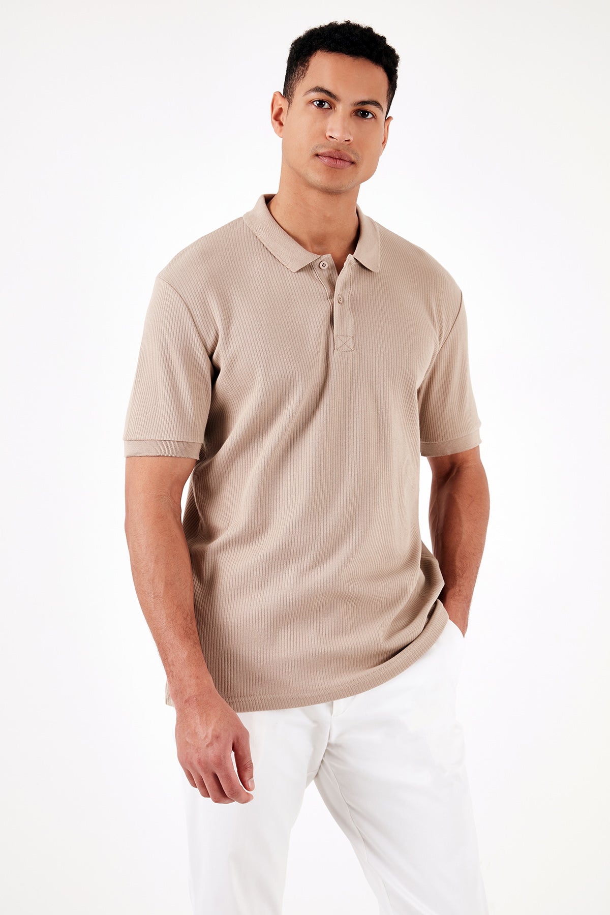 Buratti Pamuklu Slim Fit Düğmeli Erkek Polo T Shirt 5902281 VİZON