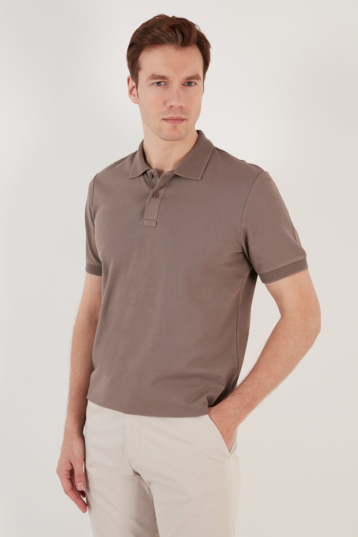 Buratti Pamuklu Regular Fit Düğmeli Erkek Polo Yaka T Shirt 5902739 VİZON