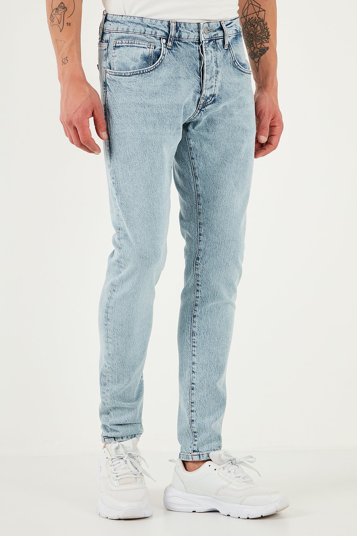 Buratti Streç Pamuklu Slim Fit Normal Bel Dar Paça Jeans Erkek Kot Pantolon 1115S601NAPOLI AÇIK MAVİ