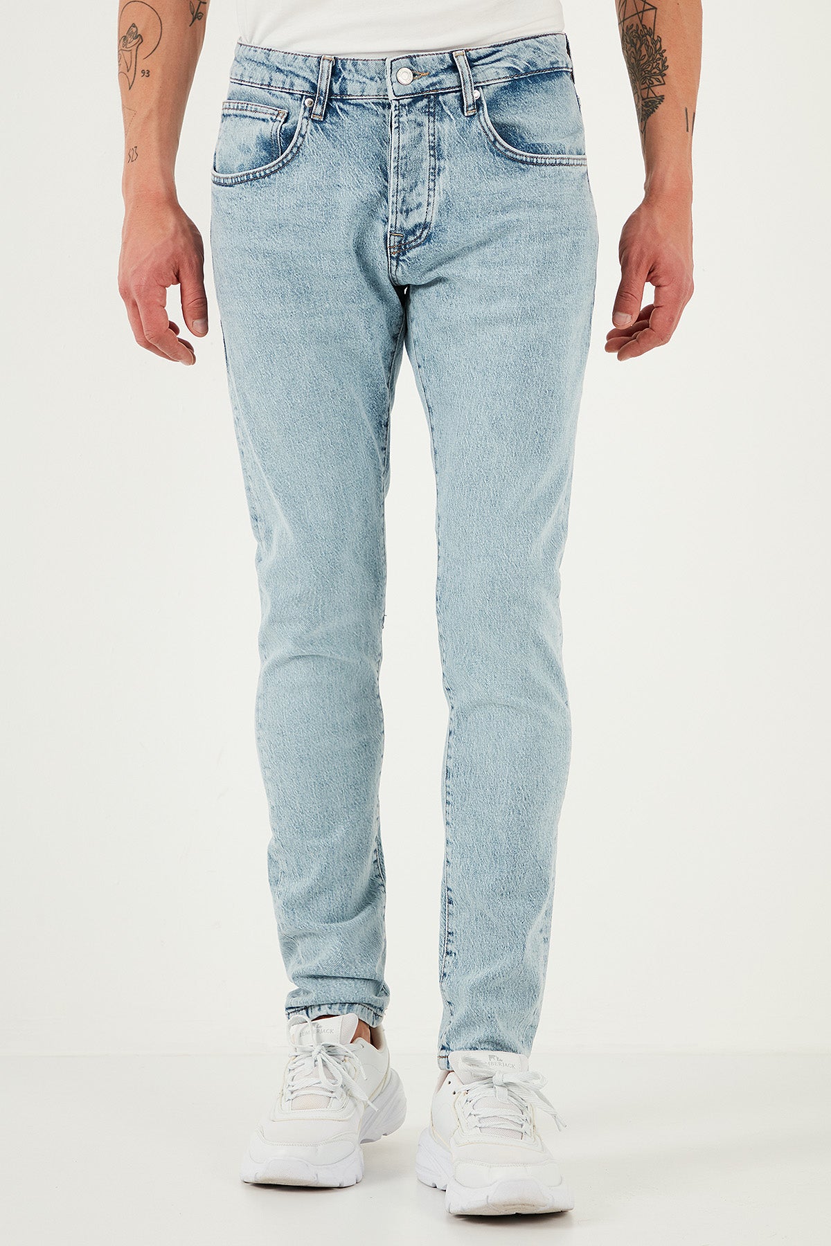 Buratti Streç Pamuklu Slim Fit Normal Bel Dar Paça Jeans Erkek Kot Pantolon 1115S601NAPOLI AÇIK MAVİ