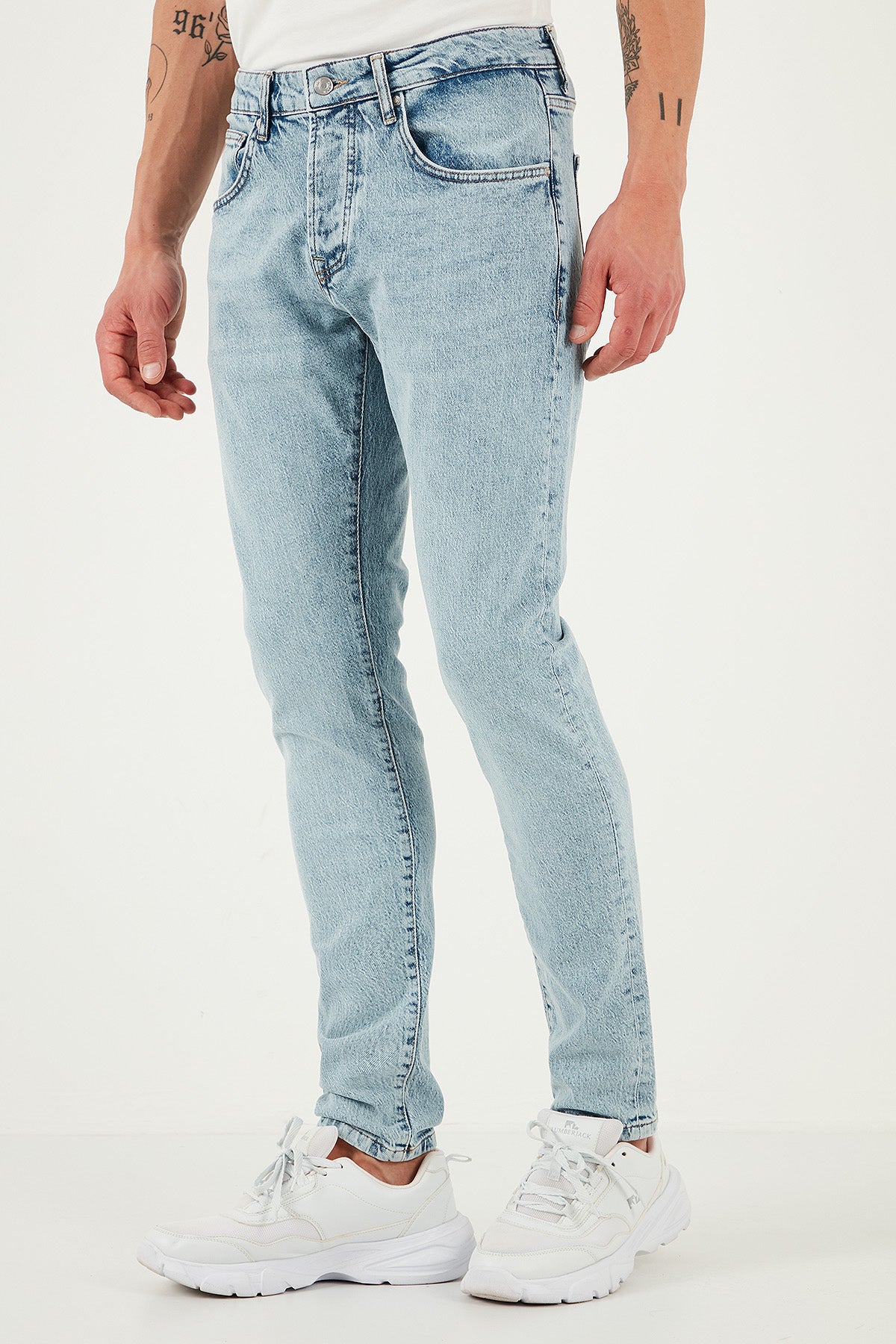 Buratti Streç Pamuklu Slim Fit Normal Bel Dar Paça Jeans Erkek Kot Pantolon 1115S601NAPOLI AÇIK MAVİ
