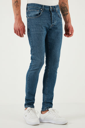 Buratti Streç Pamuklu Slim Fit Normal Bel Dar Paça Jeans Erkek Kot Pantolon 1115S60NAPOLI MAVİ