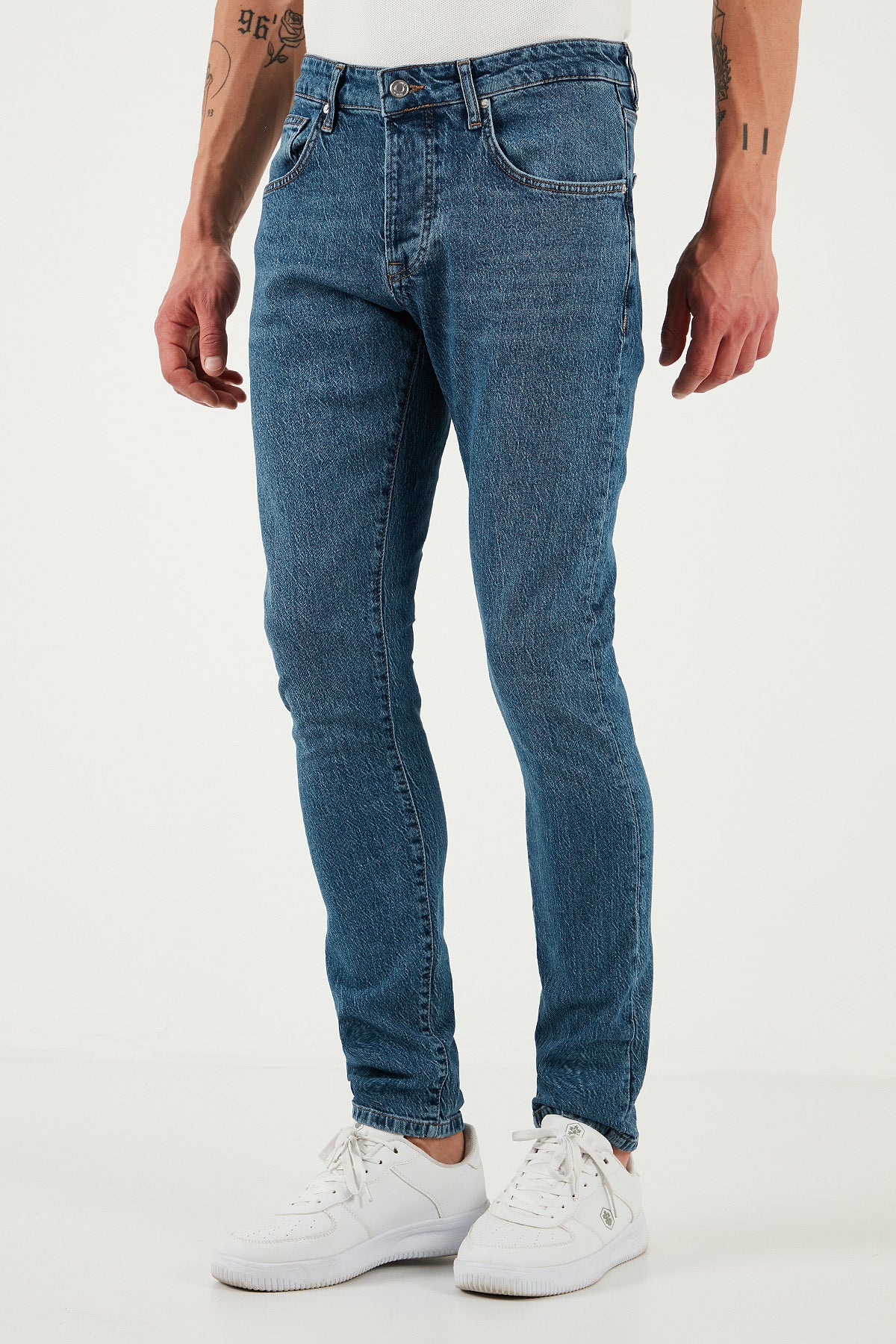 Buratti Streç Pamuklu Slim Fit Normal Bel Dar Paça Jeans Erkek Kot Pantolon 1115S60NAPOLI MAVİ