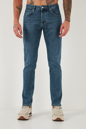 Buratti Pamuklu Slim Fit Normal Bel Dar Paça Jeans Erkek Kot Pantolon 1124C041NAPOLI MAVİ