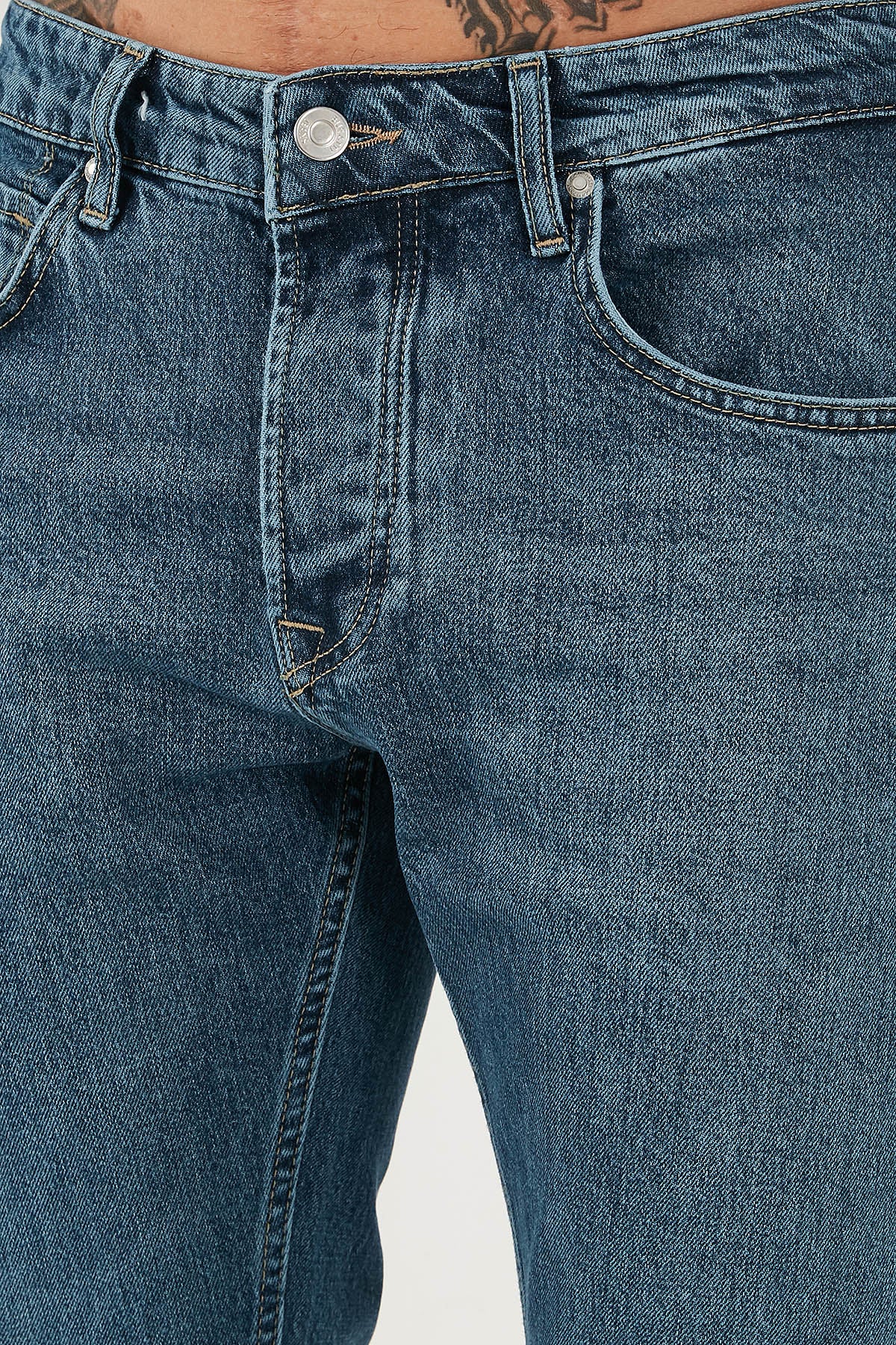 Buratti Pamuklu Slim Fit Normal Bel Dar Paça Jeans Erkek Kot Pantolon 1124C041NAPOLI MAVİ