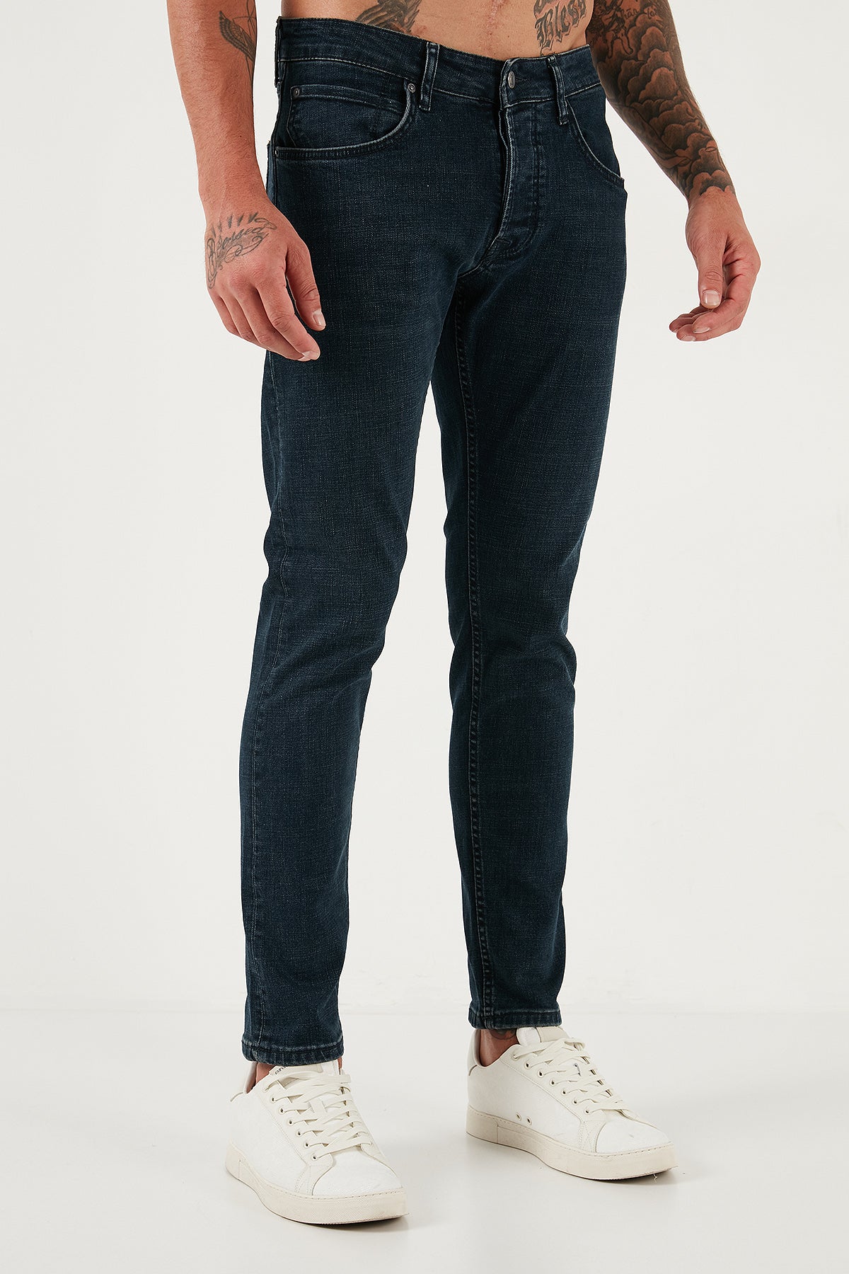 Buratti Streç Pamuklu Slim Fit Normal Bel Dar Paça Jeans Erkek Kot Pantolon 1124C46NAPOLI MAVİ