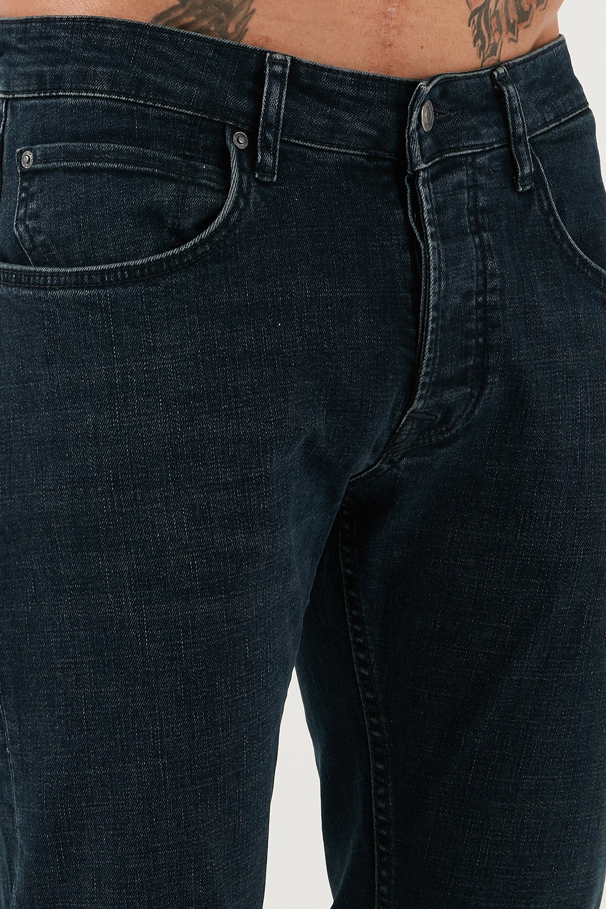Buratti Streç Pamuklu Slim Fit Normal Bel Dar Paça Jeans Erkek Kot Pantolon 1124C46NAPOLI MAVİ