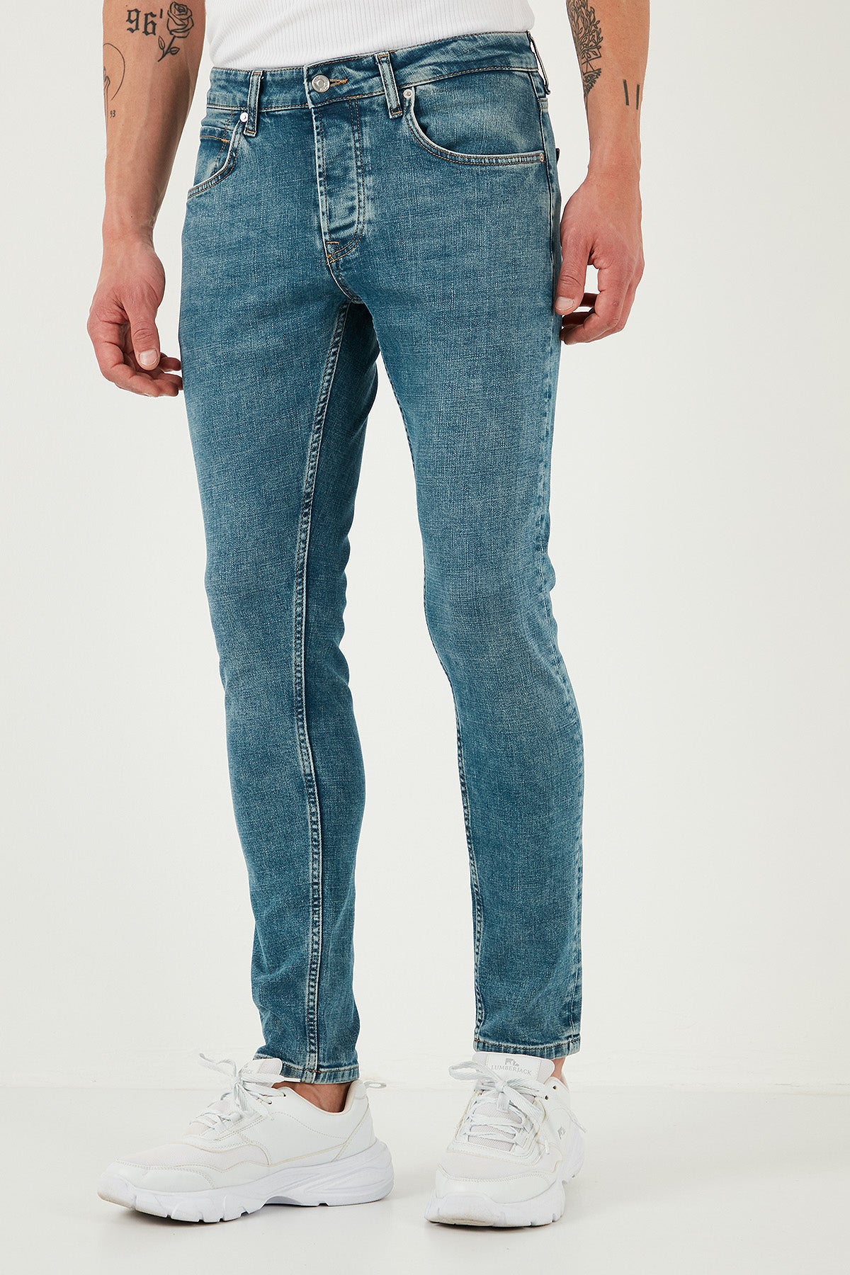 Buratti Streç Pamuklu Slim Fit Normal Bel Dar Paça Jeans Erkek Kot Pantolon 1124S52NAPOLI YEŞİL
