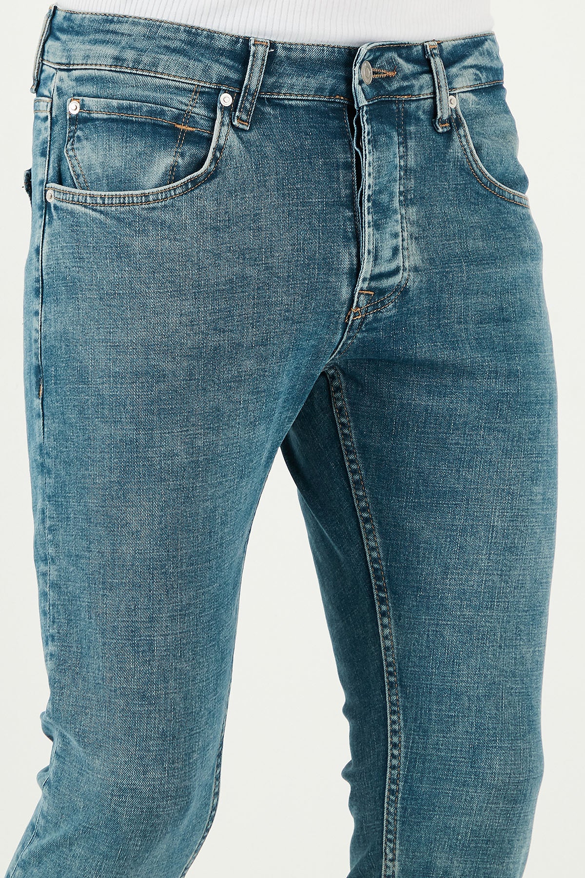 Buratti Streç Pamuklu Slim Fit Normal Bel Dar Paça Jeans Erkek Kot Pantolon 1124S52NAPOLI YEŞİL