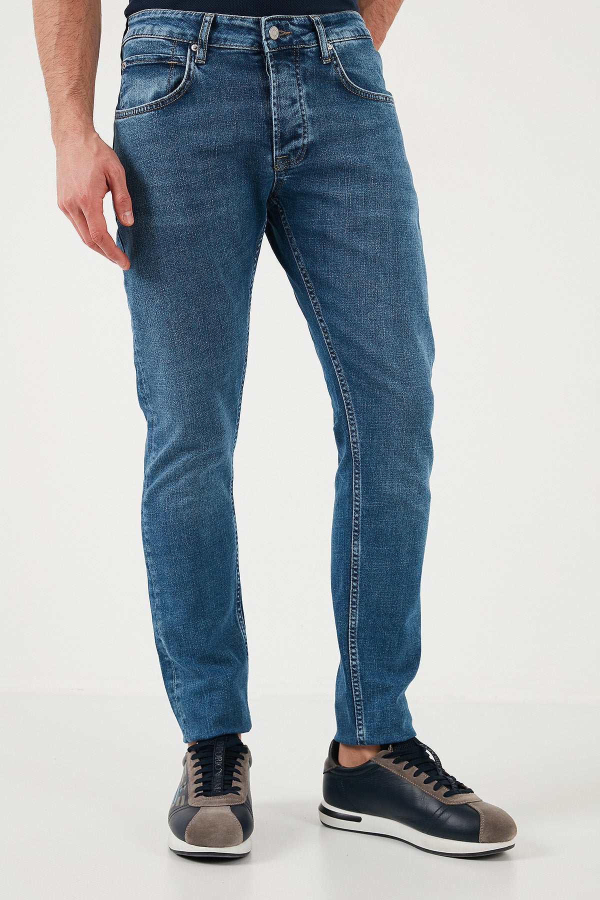 Buratti Slim Fit Normal Bel Dar Paça Jeans Erkek Kot Pantolon 1124S61NAPOLI MAVİ