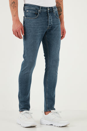 Buratti Streç Pamuklu Slim Fit Normal Bel Dar Paça Jeans Erkek Kot Pantolon 1124S62NAPOLI MAVİ
