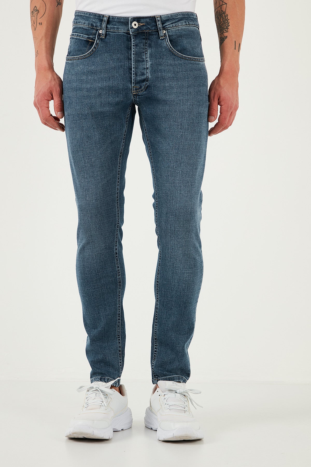 Buratti Streç Pamuklu Slim Fit Normal Bel Dar Paça Jeans Erkek Kot Pantolon 1124S62NAPOLI MAVİ