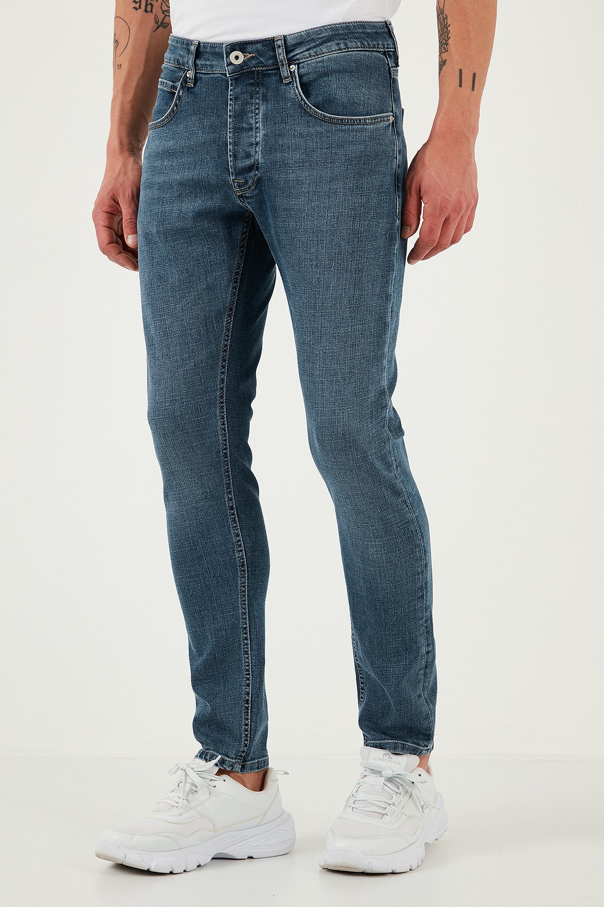 Buratti Streç Pamuklu Slim Fit Normal Bel Dar Paça Jeans Erkek Kot Pantolon 1124S62NAPOLI MAVİ
