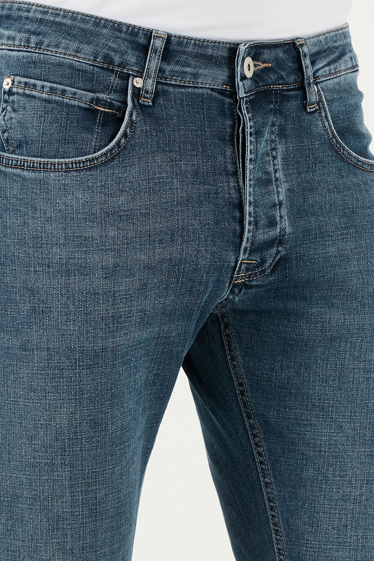 Buratti Streç Pamuklu Slim Fit Normal Bel Dar Paça Jeans Erkek Kot Pantolon 1124S62NAPOLI MAVİ