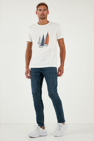Buratti Streç Pamuklu Slim Fit Normal Bel Dar Paça Jeans Erkek Kot Pantolon 1124S77NAPOLI MAVİ