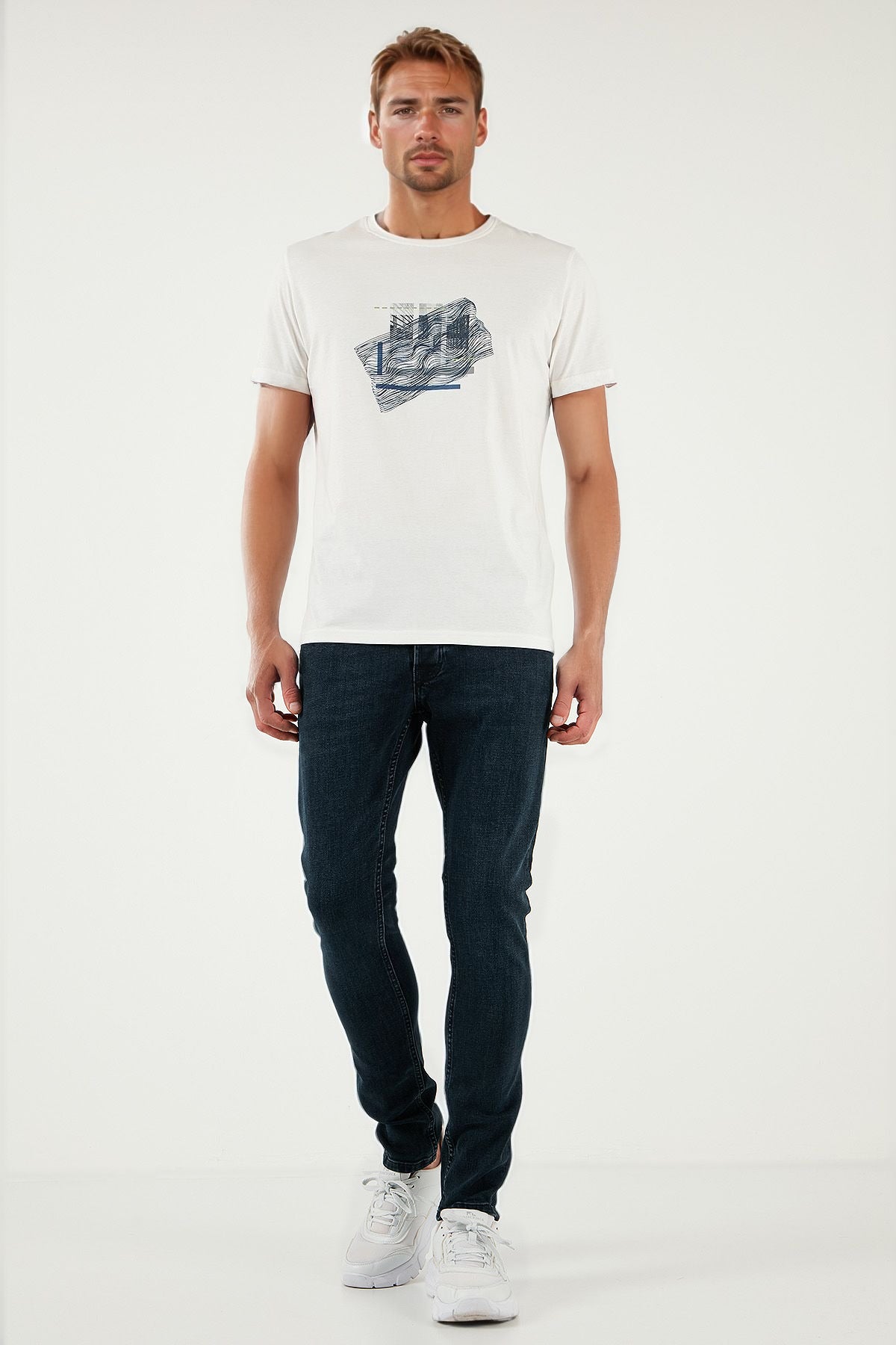Buratti Streç Pamuklu Slim Fit Normal Bel Dar Paça Jeans Erkek Kot Pantolon 1124S80NAPOLI LACİVERT