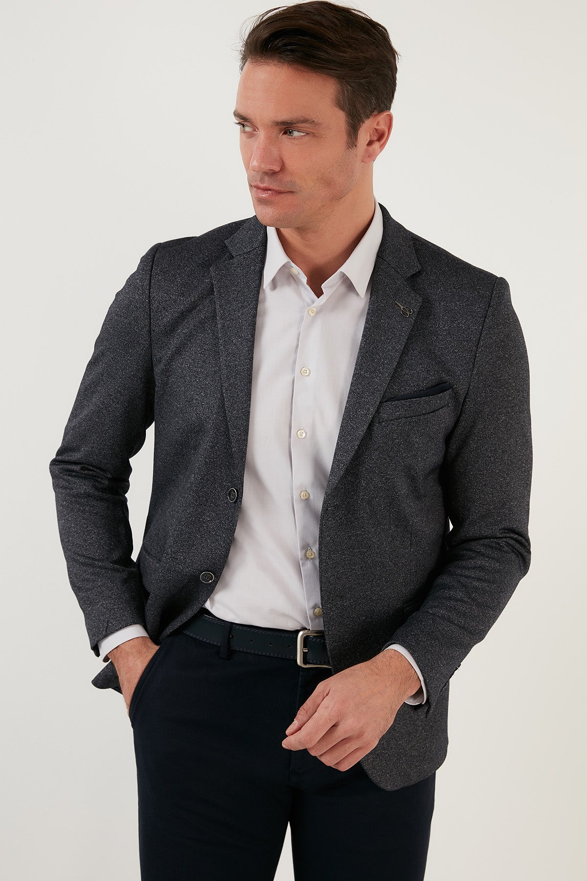 Buratti Slim Fit 6 Drop Tek Yırtmaçlı Blazer Erkek Ceket 216FASERA KOYU LACİVERT