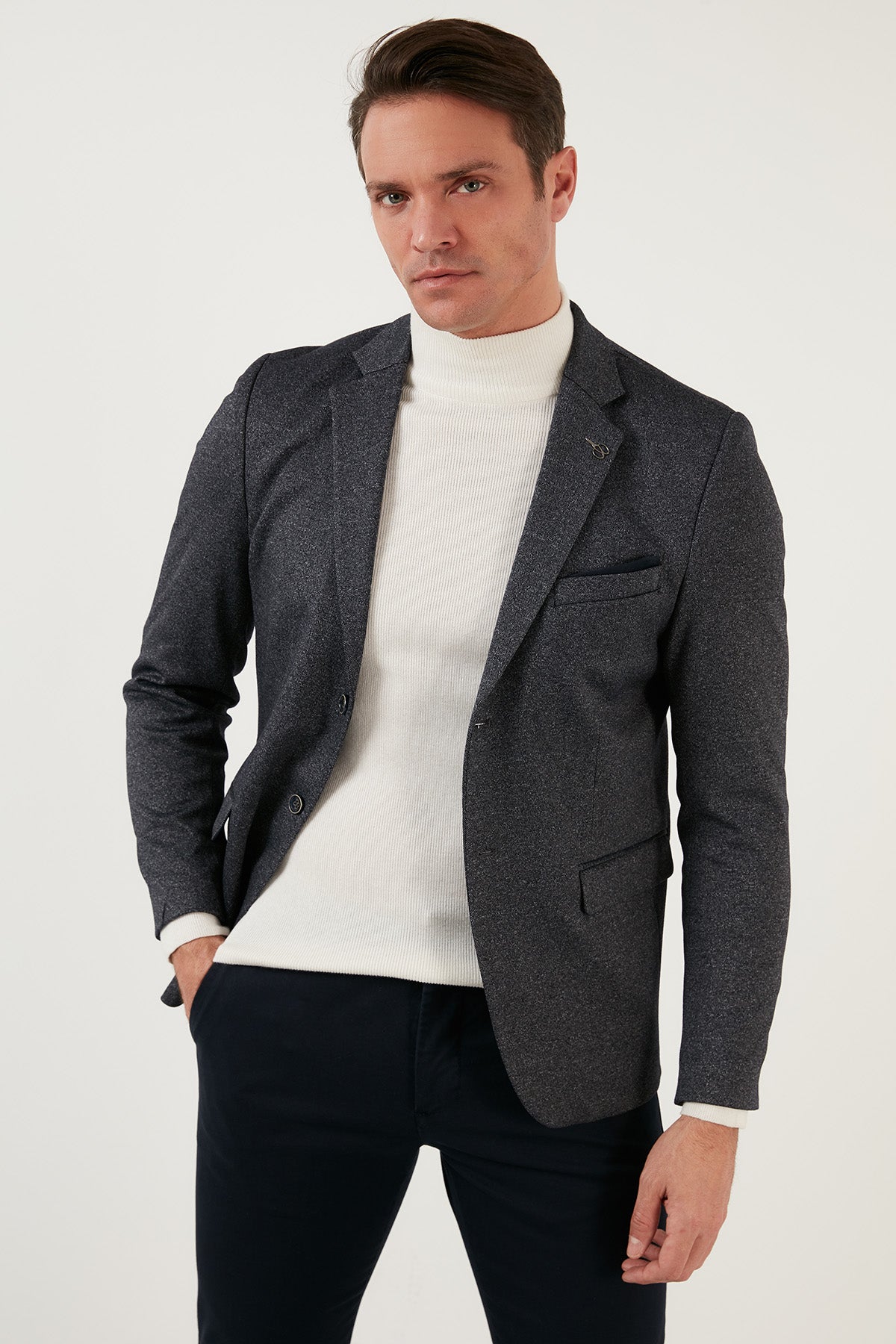 Buratti Slim Fit 6 Drop Tek Yırtmaçlı Blazer Erkek Ceket 216FASERA KOYU LACİVERT