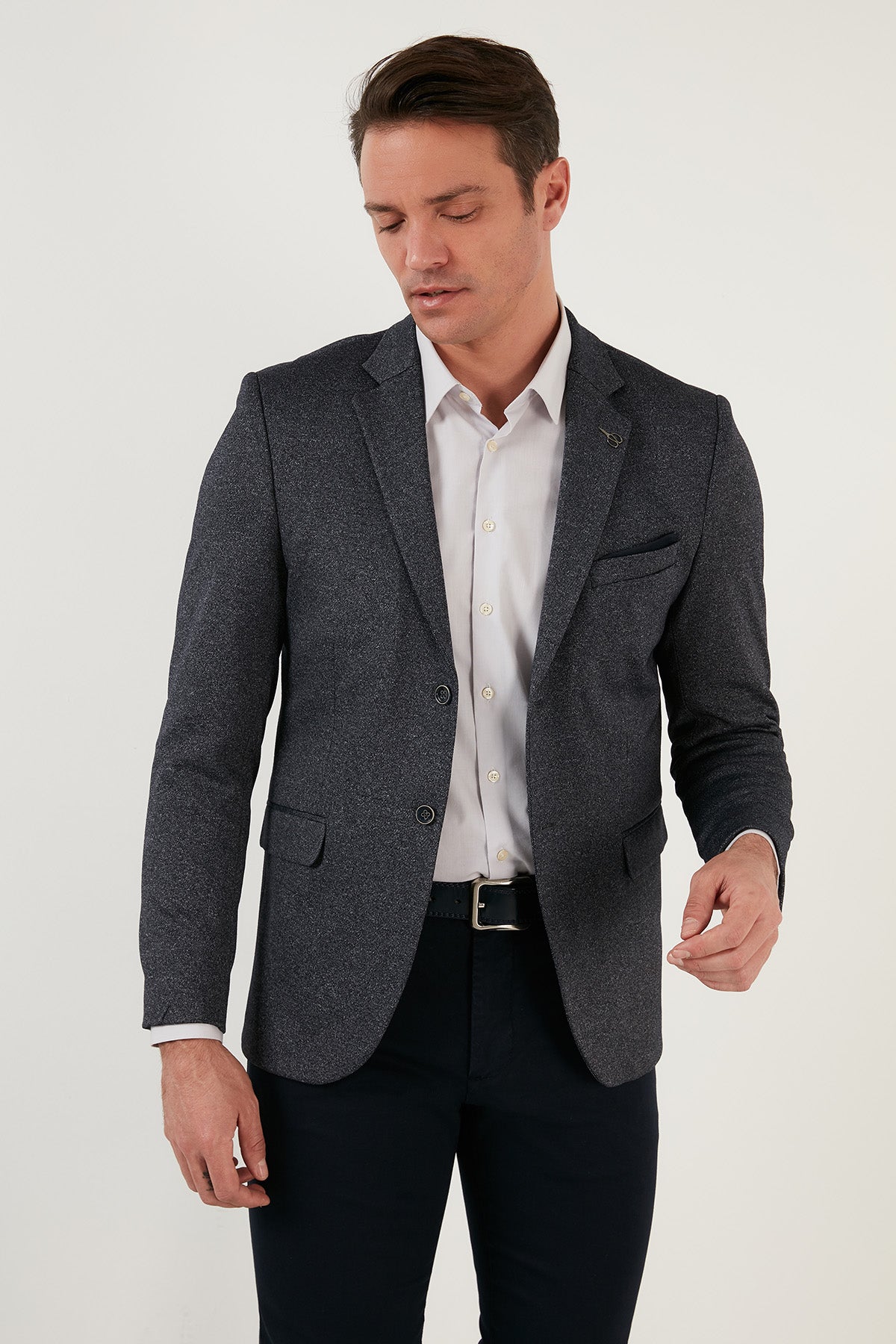 Buratti Slim Fit 6 Drop Tek Yırtmaçlı Blazer Erkek Ceket 216FASERA KOYU LACİVERT
