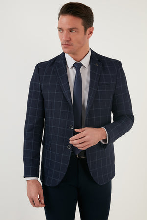 Buratti Slim Fit 6 Drop Çift Yırtmaçlı Blazer Erkek Ceket 216VASCONEW KOYU LACİVERT