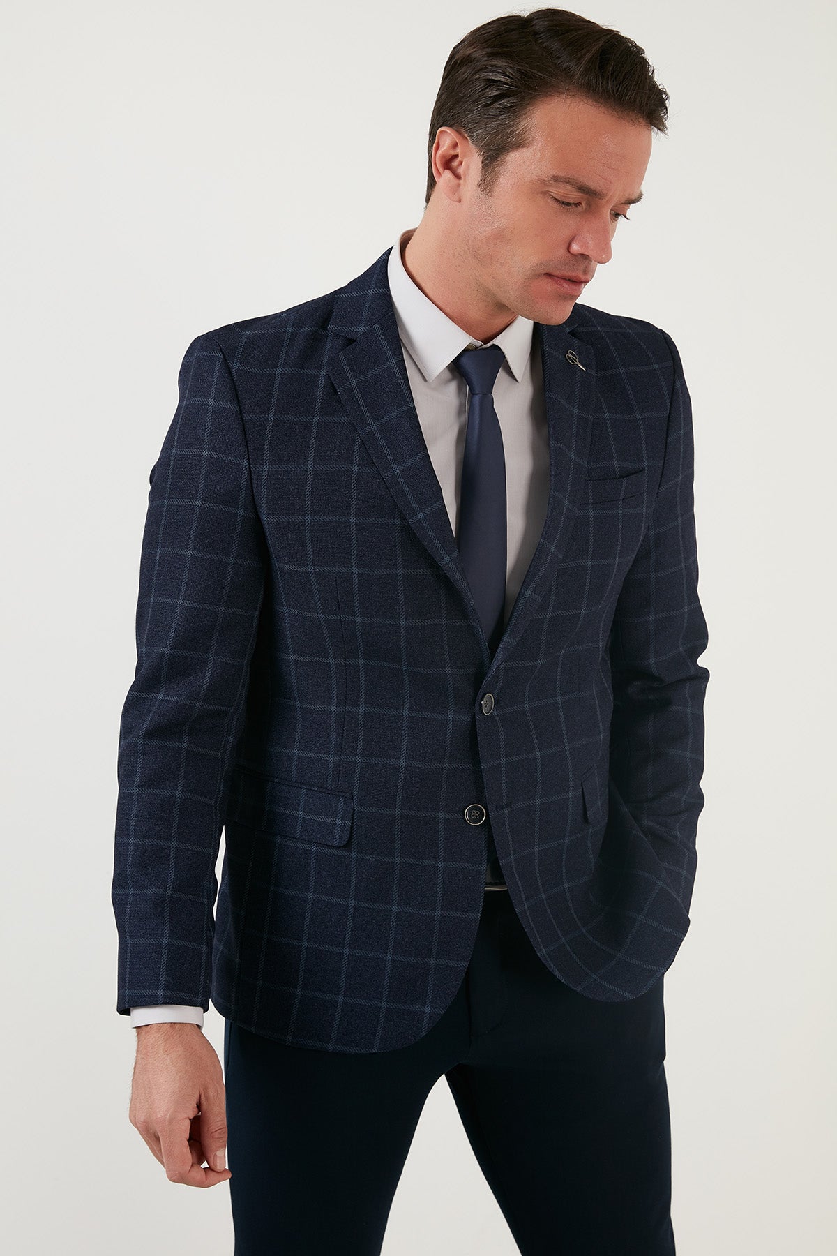 Buratti Slim Fit 6 Drop Çift Yırtmaçlı Blazer Erkek Ceket 216VASCONEW KOYU LACİVERT