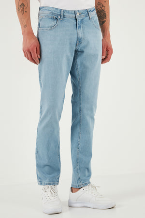 Buratti Streç Pamuklu Regular Fit Normal Bel Boru Paça Jeans Erkek Kot Pantolon 2201S512PARMA AÇIK MAVİ
