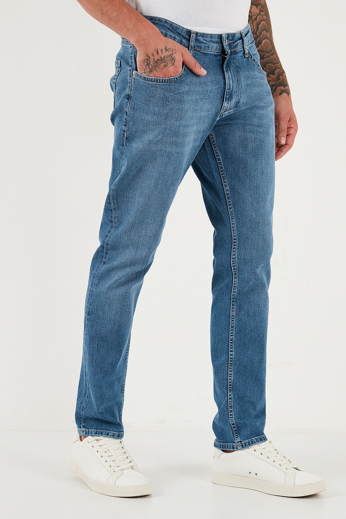 Buratti Pamuklu Regular Fit Normal Bel Boru Paça Jeans Erkek Kot Pantolon 2203C281PARMA MAVİ