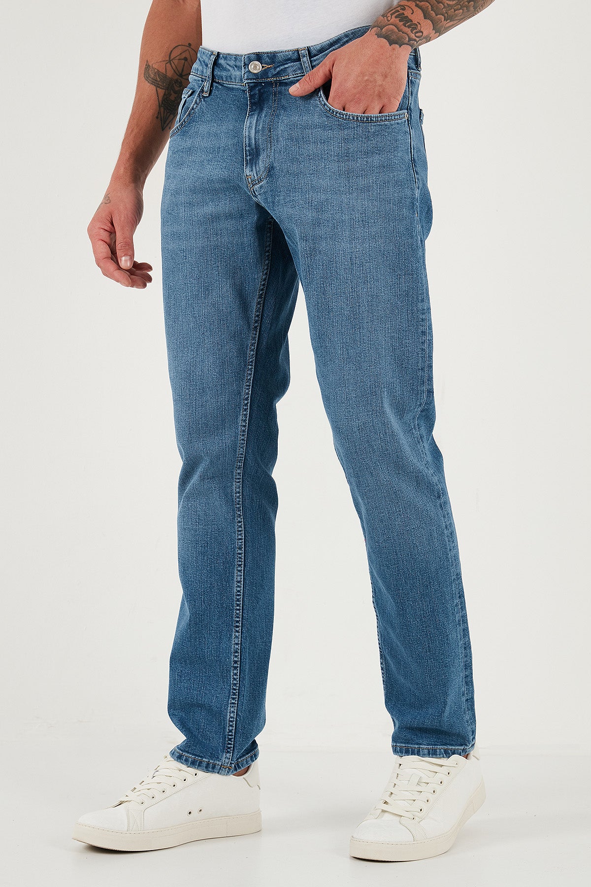 Buratti Pamuklu Regular Fit Normal Bel Boru Paça Jeans Erkek Kot Pantolon 2203C281PARMA MAVİ