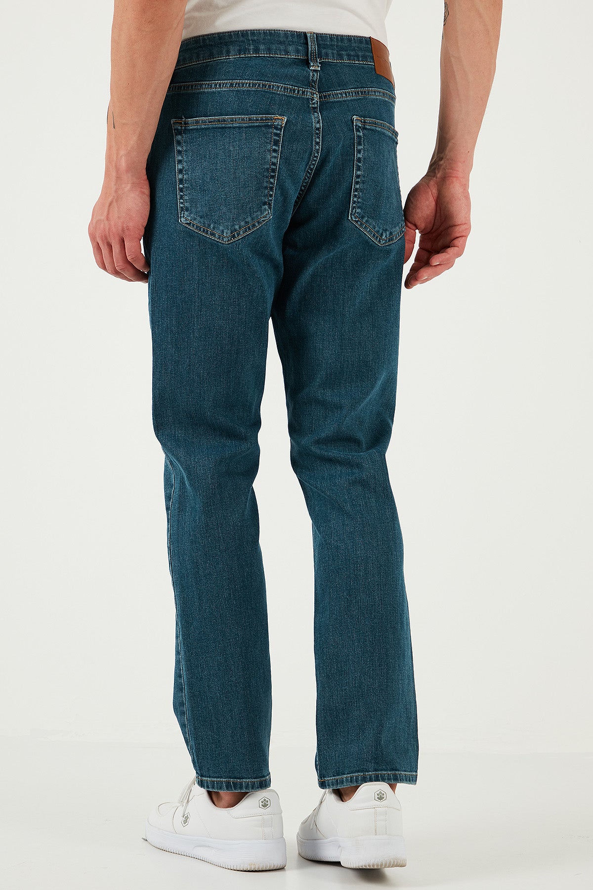 Buratti Streç Pamuklu Regular Fit Normal Bel Boru Paça Jeans Erkek Kot Pantolon 2210S56PARMA YEŞİL