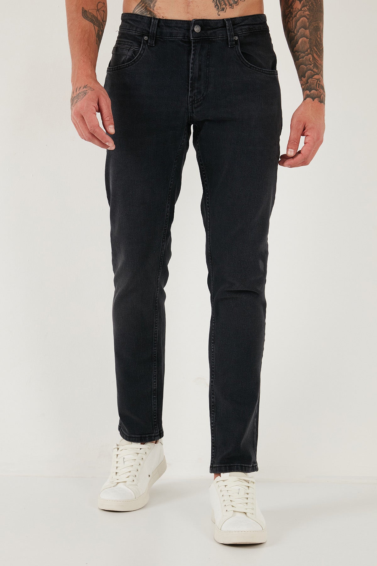 Buratti Pamuklu Regular Fit Normal Bel Boru Paça Jeans Erkek Kot Pantolon 2211C03PARMA Füme Siyah