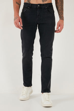 Buratti Pamuklu Regular Fit Normal Bel Boru Paça Jeans Erkek Kot Pantolon 2211C03PARMA Füme Siyah