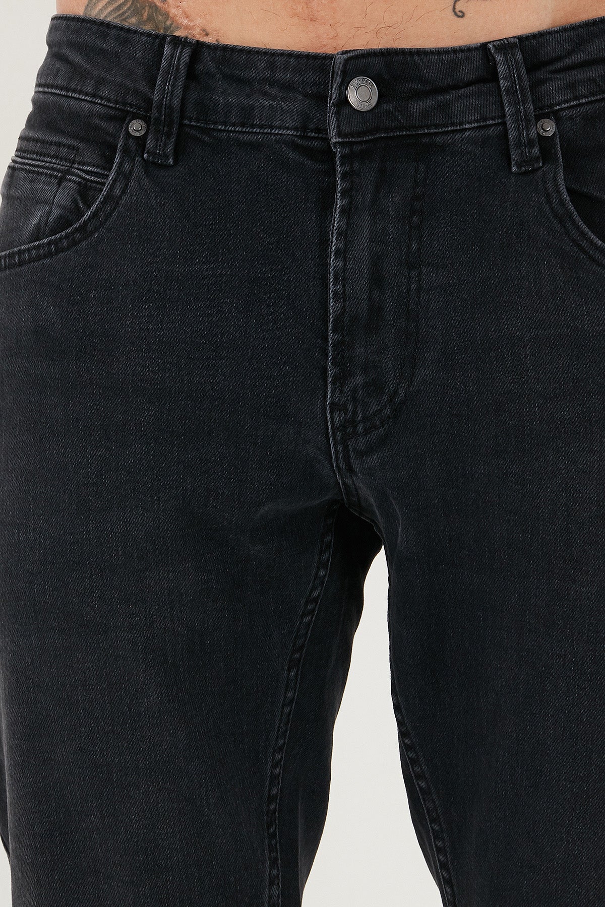 Buratti Pamuklu Regular Fit Normal Bel Boru Paça Jeans Erkek Kot Pantolon 2211C03PARMA Füme Siyah