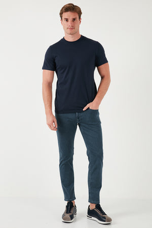 Buratti Streç Pamuklu Regular Fit Normal Bel Boru Paça Jeans Erkek Kot Pantolon 2211S25PARMA PETROL