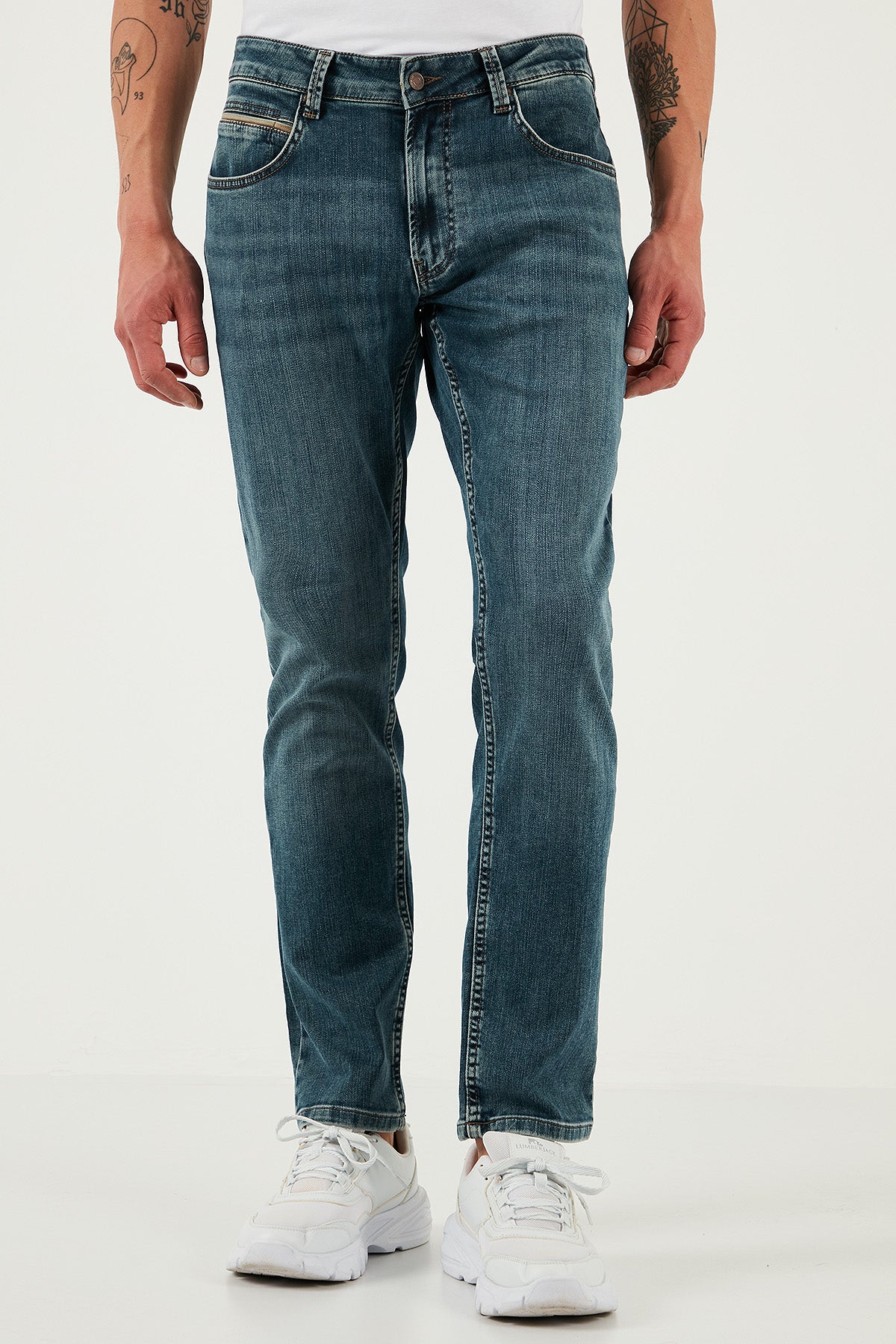 Buratti Pamuklu Regular Fit Normal Bel Boru Paça Jeans Erkek Kot Pantolon 2211S76PARMA MAVİ