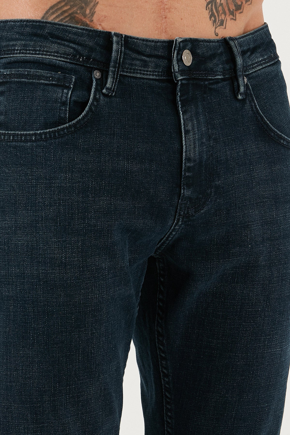 Buratti Streç Pamuklu Slim Fit Yüksek Bel Dar Paça Jeans Erkek Kot Pantolon 3300C46TOKYO MAVİ