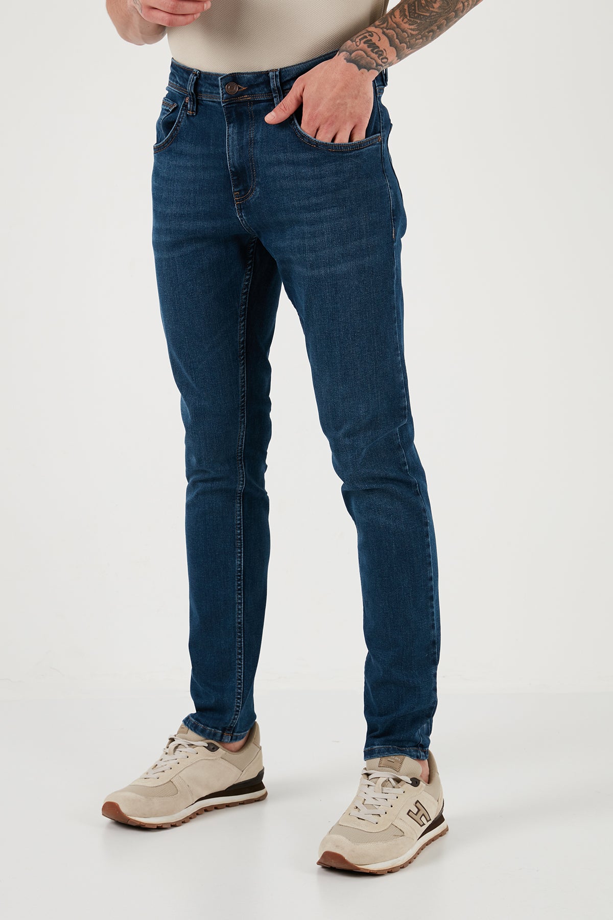 Buratti Pamuklu Yüksek Bel Slim Fit Dar Paça Jeans Erkek Kot Pantolon 3300J107TOKYO LACİVERT