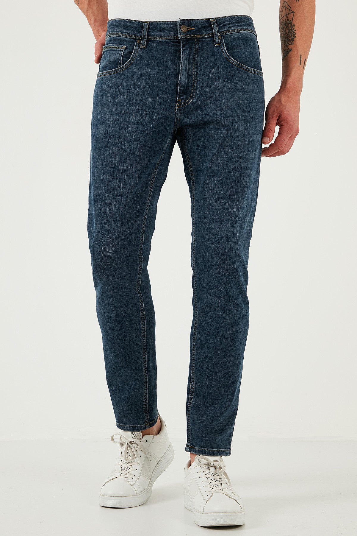 Buratti Streç Pamuklu Slim Fit Yüksek Bel Dar Paça Jeans Erkek Kot Pantolon 3300S62TOKYO MAVİ