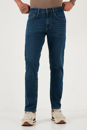 Buratti Streç Pamuklu Comfort Fit Yüksek Bel Boru Paça Jeans Erkek Kot Pantolon 4400C06TEXAS LACİVERT