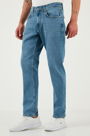 Buratti Streç Pamuklu Comfort Fit Yüksek Bel Boru Paça Jeans Erkek Kot Pantolon 4400S51TEXAS MAVİ