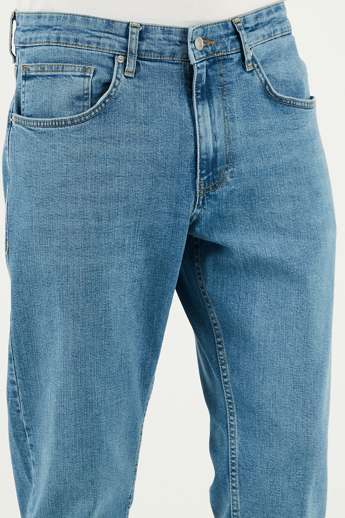 Buratti Streç Pamuklu Comfort Fit Yüksek Bel Boru Paça Jeans Erkek Kot Pantolon 4400S51TEXAS MAVİ