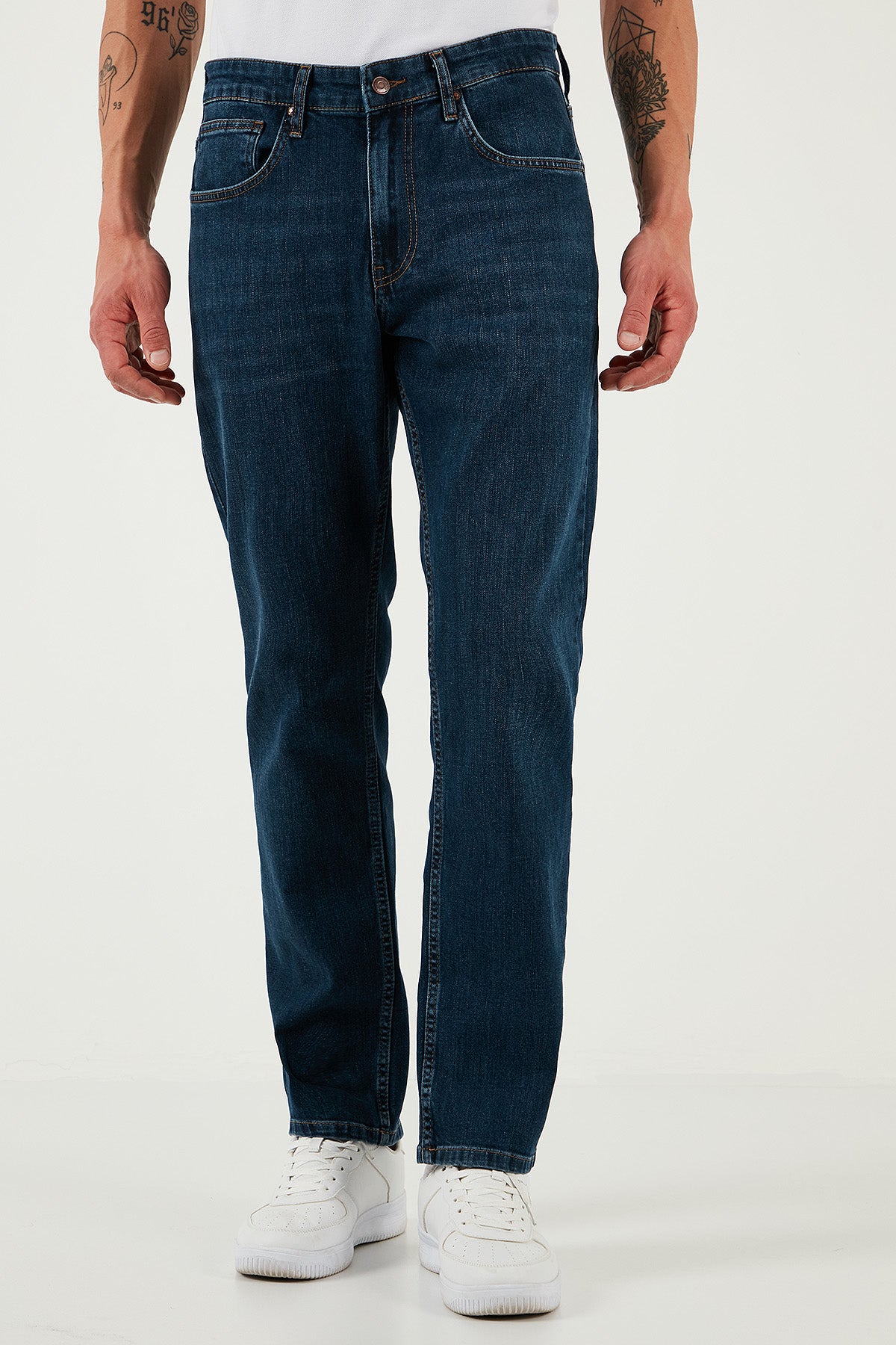 Buratti Streç Pamuklu Comfort Fit Yüksek Bel Boru Paça Jeans Erkek Kot Pantolon 4400S57TEXAS LACİVERT