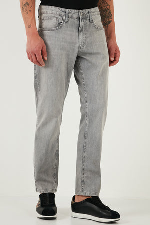 Buratti Streç Pamuklu Comfort Fit Yüksek Bel Boru Paça Jeans Erkek Kot Pantolon 4400S58TEXAS GRİ