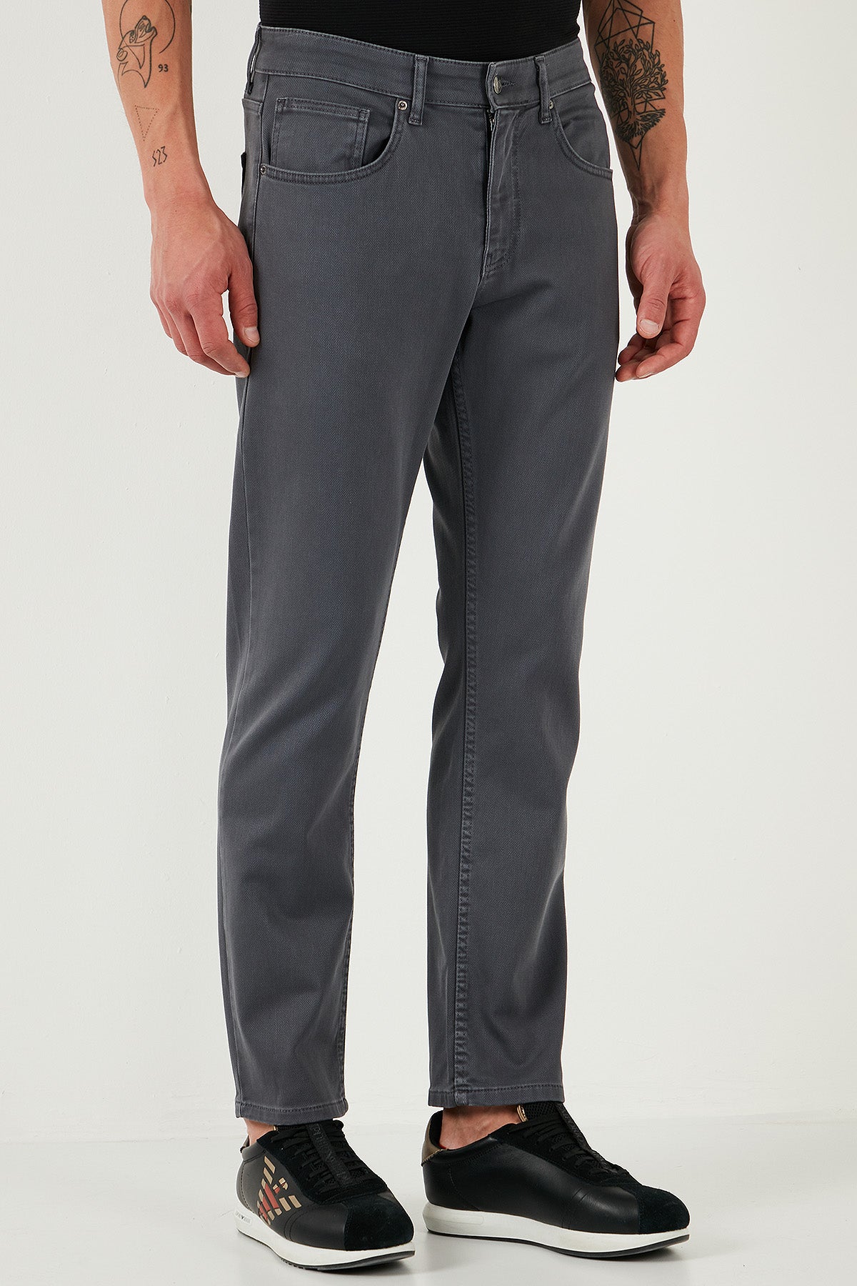 Buratti Streç Pamuklu Comfort Fit Yüksek Bel Boru Paça Jeans Erkek Kot Pantolon 4400S65TEXAS GRİ