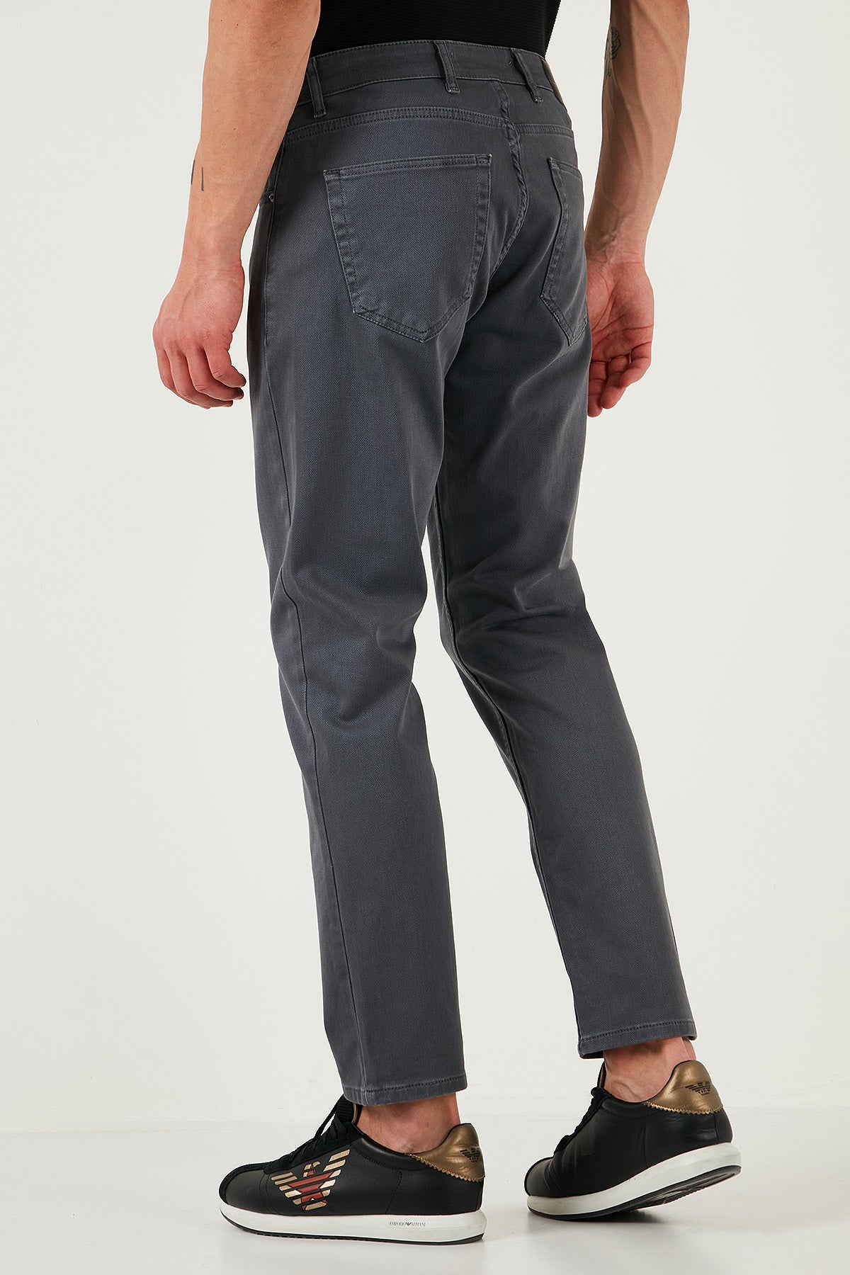 Buratti Streç Pamuklu Comfort Fit Yüksek Bel Boru Paça Jeans Erkek Kot Pantolon 4400S65TEXAS GRİ