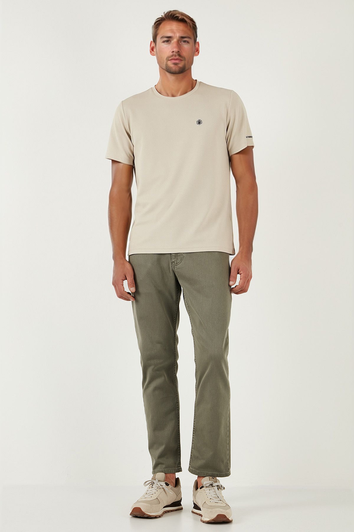 Buratti Streç Pamuklu Comfort Fit Yüksek Bel Boru Paça Jeans Erkek Kot Pantolon 4400S65TEXAS AÇIK HAKİ