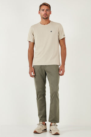 Buratti Streç Pamuklu Comfort Fit Yüksek Bel Boru Paça Jeans Erkek Kot Pantolon 4400S65TEXAS AÇIK HAKİ