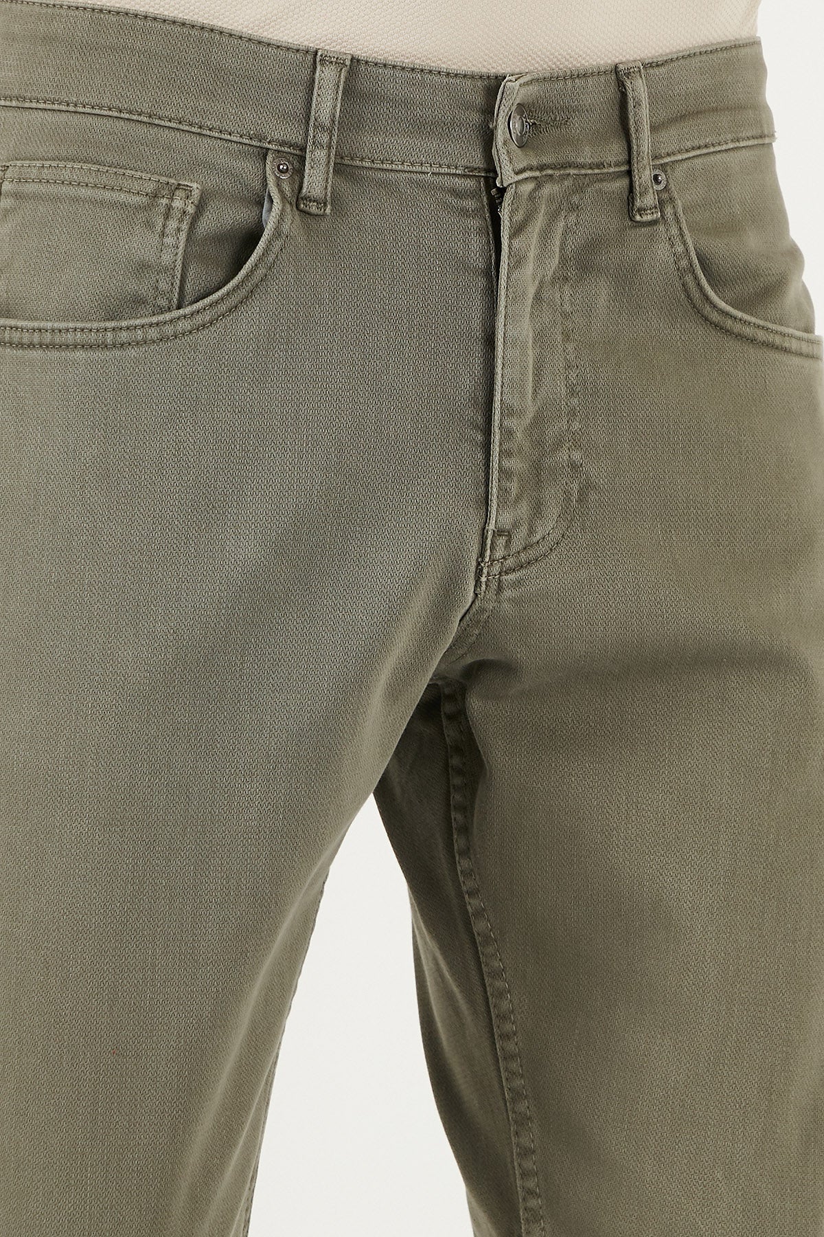 Buratti Streç Pamuklu Comfort Fit Yüksek Bel Boru Paça Jeans Erkek Kot Pantolon 4400S65TEXAS AÇIK HAKİ