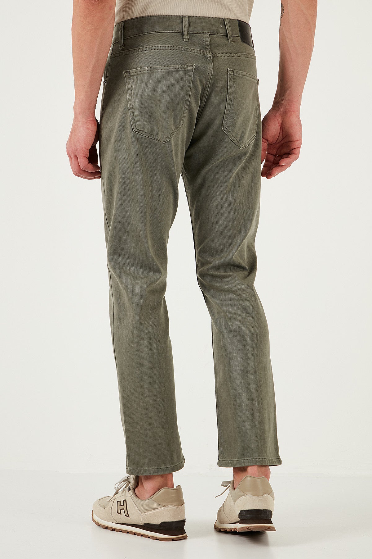 Buratti Streç Pamuklu Comfort Fit Yüksek Bel Boru Paça Jeans Erkek Kot Pantolon 4400S65TEXAS AÇIK HAKİ