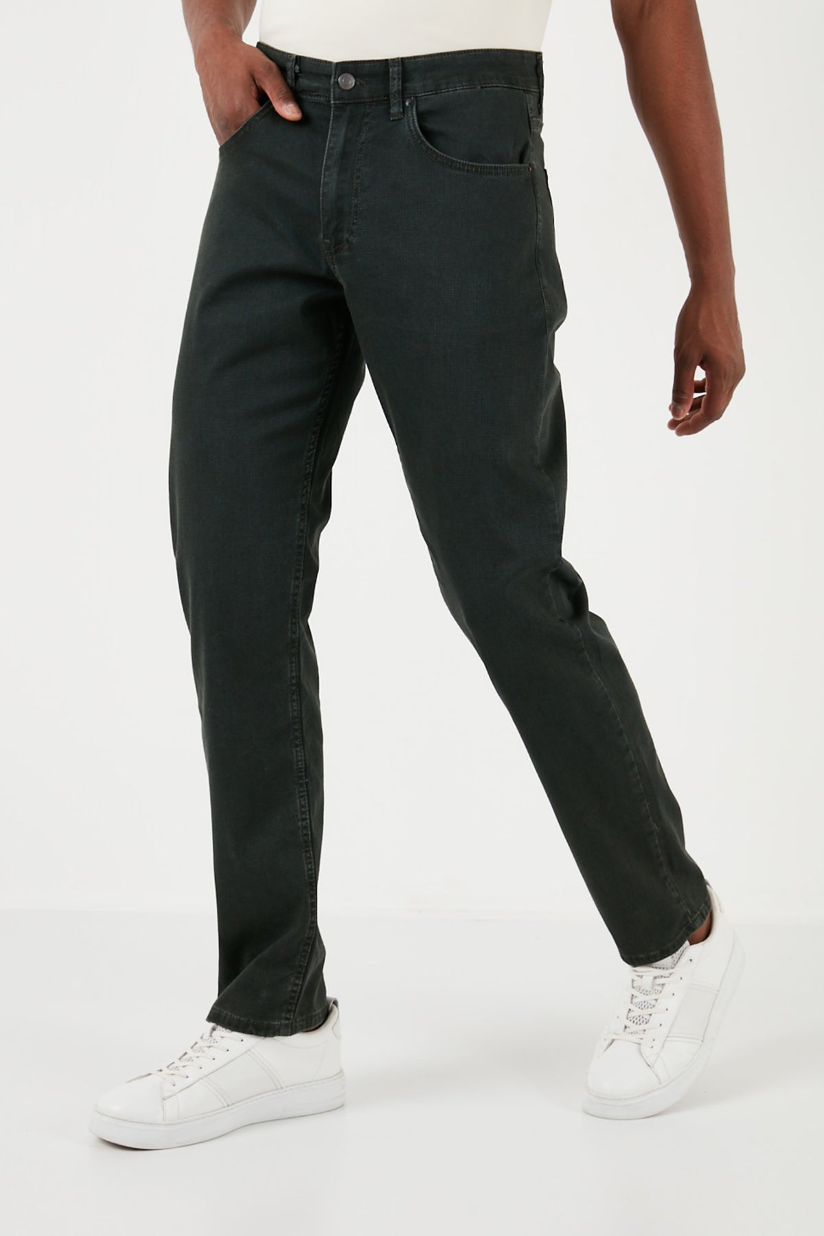 Buratti Pamuk Karışımlı Yüksek Bel Comfort Fit Boru Paça Jeans Erkek Kot Pantolon 4411J84TEXAS YEŞİL